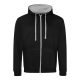 Cipzáros-kapucnis férfi pulóver, Just Hoods AWJH053, Jet Black/Heather Grey-M