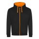 Cipzáros-kapucnis férfi pulóver, Just Hoods AWJH053, Jet Black/Orange Crush-2XL