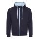 Cipzáros-kapucnis férfi pulóver, Just Hoods AWJH053, New French Navy/Sky Blue-L