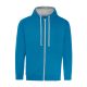 Cipzáros-kapucnis férfi pulóver, Just Hoods AWJH053, Sapphire Blue/Heather Grey-M