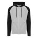 Kapucnis cipzáros pulóver, Just Hoods AWJH063, raglános ujjakkal, Heather Grey/Jet Black-XL