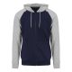 Kapucnis cipzáros pulóver, Just Hoods AWJH063, raglános ujjakkal, Oxford Navy/Heather Grey-2XL