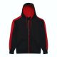 Poliészter sport kapucnis pulóver, Just Hoods AWJH066, Jet Black/Fire Red-3XL