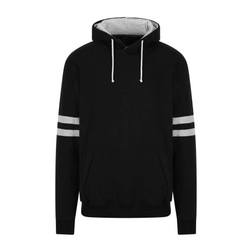 Vastag pulóver kapucnival, Just Hoods AWJH103, kenguruzsebbel, Deep Black/Heather Grey-3XL