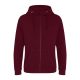 Cipzáros kapucnis vastag pulóver, Just Hoods AWJH150, osztott kenguruzsebbel, Burgundy-3XL