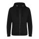 Cipzáros kapucnis vastag pulóver, Just Hoods AWJH150, osztott kenguruzsebbel, Jet Black-XL