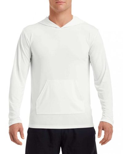 Gildan GI46500, hosszú ujjú kapucnis sport póló, White-2XL