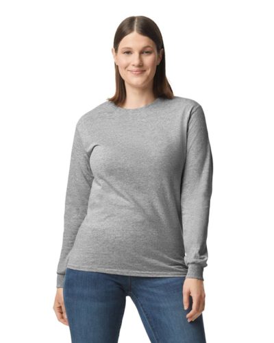 Hosszú ujjú pamut póló, Gildan GI5400, körkötött fazon, Sport Grey-3XL