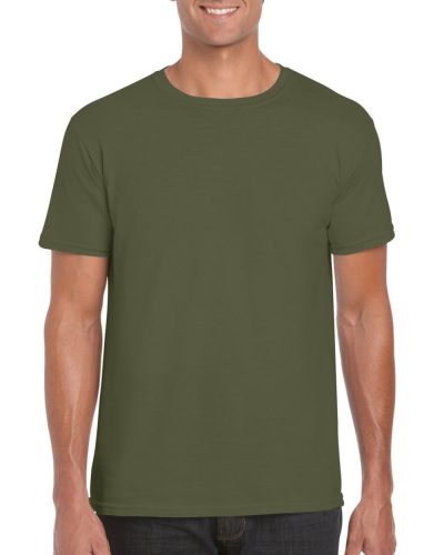 Gildan softstyle, GI64000,  kereknyakú pamut póló, Military Green-2XL