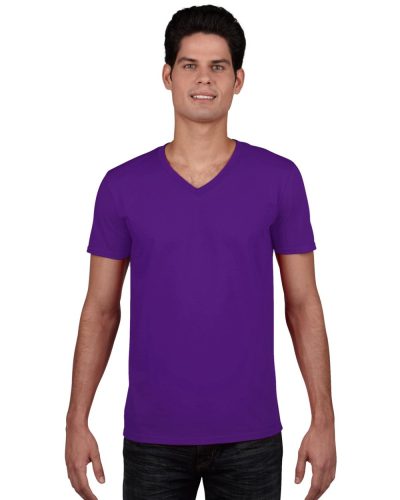 Gildan softstyle, GI64V00, fit szabású V-nyakú pamut póló,Purple-S