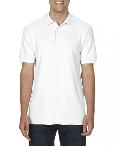 Gildan GI85800, dupla piké prémium galléros póló, White-2XL