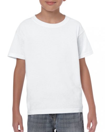 Gildan gyerek póló, GIB5000, laza szabású, White-XL