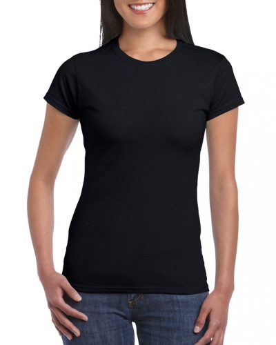 Softstyle Női póló, Gildan GIL64000, kereknyakú, rövid ujjú, Black-XL