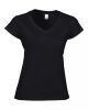 Softstyle V-nyakú Női pamut póló, Gildan GIL64V00, Black-2XL