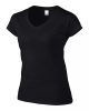 Softstyle V-nyakú Női pamut póló, Gildan GIL64V00, Black-2XL