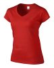 Softstyle V-nyakú Női pamut póló, Gildan GIL64V00, Red-2XL