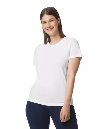 Gildan Softstyle Női póló, GIL65000, kereknyakú, rövid ujjú, White-L