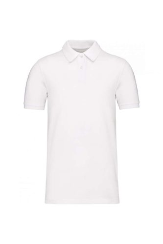 Kariban organikus férfi galléros piké pamut póló KA2025, White-XL