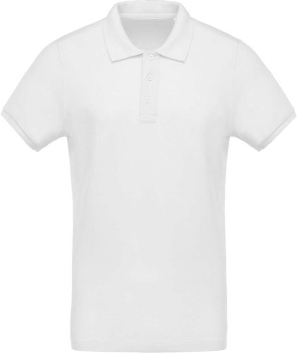 Kariban organikus rövid ujjú férfi galléros piké póló KA209, White-2XL