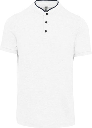 Kariban mandarin galléros férfi rovid ujjú póló KA223, White/Navy-2XL