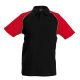 Kariban baseball férfi galléros rövid ujjú piké póló KA226, Black/Red-M