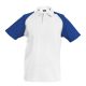 Kariban baseball férfi galléros rövid ujjú piké póló KA226, White/Royal Blue-3XL