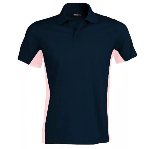 Kariban férfi kétszínű rövid ujjú galléros piké póló KA232, Navy/Deep Pink-XL