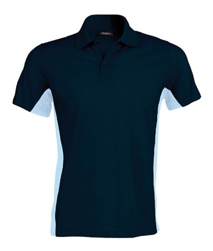 Kariban férfi kétszínű rövid ujjú galléros piké póló KA232, Navy/Sky Blue-2XL