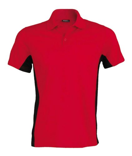Kariban férfi kétszínű rövid ujjú galléros piké póló KA232, Red/Black-2XL