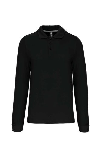 Kariban férfi hosszú ujjú galléros piké póló KA243, Black-2XL