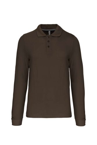 Kariban férfi hosszú ujjú galléros piké póló KA243, Dark Khaki-2XL