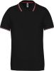 Kariban kontrasztcsíkos férfi rövid ujjú galléros piké póló KA250, Black/Red/White-2XL