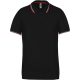 Kariban kontrasztcsíkos férfi rövid ujjú galléros piké póló KA250, Black/Red/White-2XL