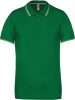 Kariban kontrasztcsíkos férfi rövid ujjú galléros piké póló KA250, Kelly Green/Light Grey/White-2XL