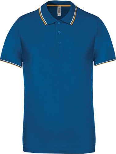 Kariban kontrasztcsíkos férfi rövid ujjú galléros piké póló KA250, Light Royal Blue/Yellow/White-3XL