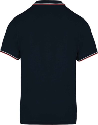 Kariban kontrasztcsíkos férfi rövid ujjú galléros piké póló KA250, Navy/Red/White-2XL