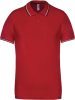 Kariban kontrasztcsíkos férfi rövid ujjú galléros piké póló KA250, Red/Navy/White-2XL