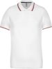 Kariban kontrasztcsíkos férfi rövid ujjú galléros piké póló KA250, White/Navy/Red-2XL