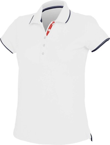 Kariban galléros Női piké póló, kontrasztcsíkos szélekkel KA252, White/Navy-XS