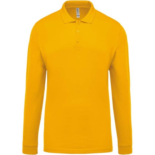 Kariban férfi galléros hosszú ujjú piké póló KA256, Yellow-2XL