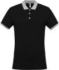 Kariban férfi galléros piké póló, kontrasztos passzékkal KA258, Black/Oxford Grey-2XL