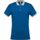 Kariban férfi galléros piké póló, kontrasztos passzékkal KA258, Light Royal Blue/Oxford Grey-2XL