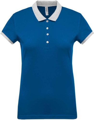 Kariban galléros Női piké póló, kontrasztos passzékkal KA259, Light Royal Blue/Oxford Grey-XL