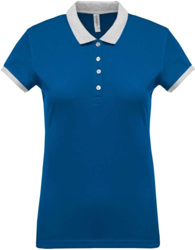 Kariban galléros Női piké póló, kontrasztos passzékkal KA259, Light Royal Blue/Oxford Grey-XS