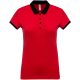 Kariban galléros Női piké póló, kontrasztos passzékkal KA259, Red/Black-2XL