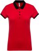 Kariban galléros Női piké póló, kontrasztos passzékkal KA259, Red/Black-M