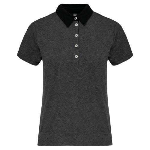 Kariban galléros jersey Női póló, kontrasztos gallérral KA261, Dark Grey Heather/Black-S