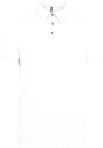 Kariban férfi galléros rövid ujjú jersey póló KA262, White-S