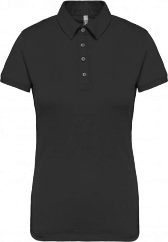 Kariban galléros Női rövid ujjú jersey póló KA263, Black-L