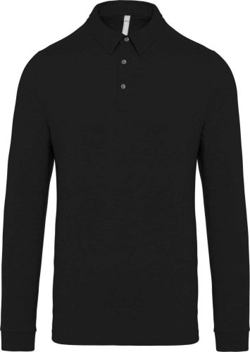 Kariban férfi galléros hosszú ujjú jersey póló KA264, Black-S